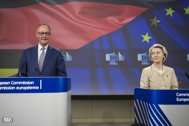 Merz in von der Leyen za ničelne carine v trgovini z ZDA Merz in von der Leyen za ničelne carine v trgovini z ZDA